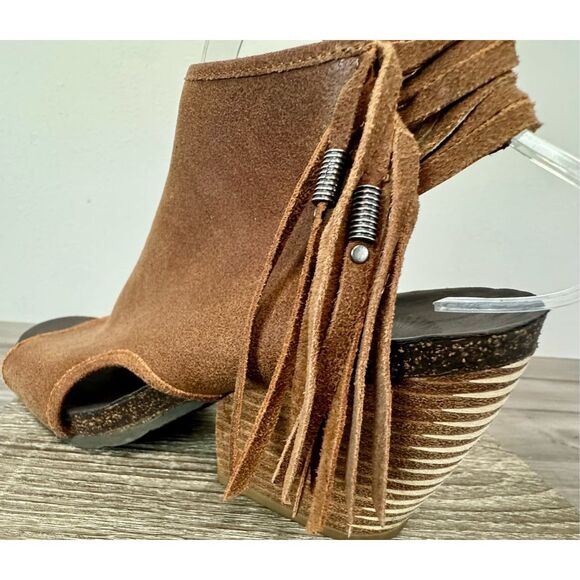 Otbt Shoes Otbt Free Spirit Leather Open Toe Bootie Sandals Fringe Size‎ 8 - Picture 9 of 11